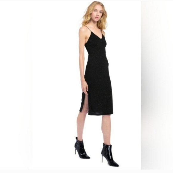 Alice + Olivia Stila Side Slit Fitted Midi Length Dress  size 6 - Picture 10 of 16